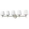 Paige 5-Light Satin Nickel Vanity Light With Frosted Glass Shades