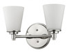 Two Light Silver Wall Light with Frosted Glass Shade