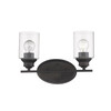 Two Light Bronze Wall Light with Clear Glass Shade