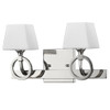 Silver Metal Two Light Wall Light with Frosted Glass Shade