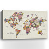 36" x 24" Fun Floral Map of the World Canvas Wall Art