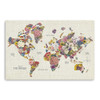 48" x 32" Fun Floral Map of the World Canvas Wall Art