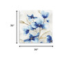 30" x 30" Watercolor Shades of Blue Floral Canvas Wall Art