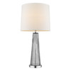 Chiara 1-Light Steel Glass And Polished Chrome Table Lamp With Off White Shantung Shade
