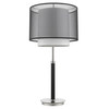 Roosevelt 1-Light Espresso And Brushed Nickel Table Lamp With Smoke Gray Shantung Two Tier Shade