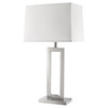 Riley 1-Light Brushed Nickel Table Lamp With Off White Shantung Shade