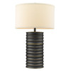 Wave II 1-Light Aged Brass Table Lamp With Latte Linen Shade