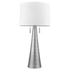 Muse 2-Light Hand Painted Weathered Pewter Table Lamp With Off White Shantung Shade