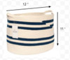 Set of Two Navy and White Stripe Cotton Rope Cubby Baskets