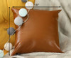 Solid Rustic Brown Faux Leather Throw Pillow