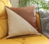 Slanted White and Brown Faux Leather Throw Pillow