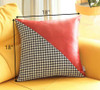 Houndstooth Red Faux Leather Throw Pillow