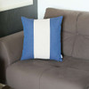 Blue and White Centered Strap Throw Pillow