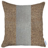 Brown and White Centered Strap Throw Pillow