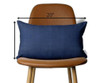 Navy Blue Solid Faux Leather Lumbar Throw Pillow