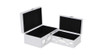 Set of Two White Oval Scroll Mirror Jewelry Storage Boxes