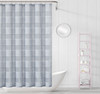 Silver Striped Embroidered Shower Curtain