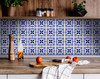 5" X 5" Blue And White Mosaic Peel And Stick Removable Tiles