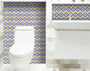 6" X 6" Blue Yellow Zig Peel and Stick Tiles