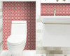 4" x 4" Brick Red And White Scroll Peel and Stick Removable Tiles