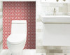 4" x 4" Brick Red And White Scroll Peel and Stick Removable Tiles
