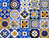 7" x 7" Shades of Blue and Yellow Mosaic Peel and Stick Removable Tiles