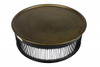 Round Black Drum Shaped Brass Coffee Table