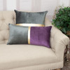 Dark Grey Gold and Purple Tufted Velvet Lumbar Pillow