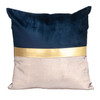 Beige Gold and Blue Tufted Velvet Square Pillow