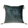 Charcoal and Gold Geo Velvet Throw Pillow with Gold Tassels