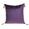 Dark Purple and Gold Geo Velvet Throw Pillow with Gold Tassels