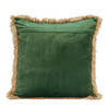 Boho Green with Gold Fringe Decorative Square Throw Pillow