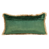 Boho Green with Gold Fringe Decorative Lumbar Throw Pillow