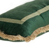 Boho Green with Gold Fringe Decorative Lumbar Throw Pillow