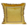 Boho Yellow with Gold Fringe Decorative Square Throw Pillow