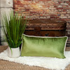 Reversible Blue and Green Lumbar Velvet Throw Pillow