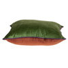 Moss Green and Terra Cotta Reversible Velvet Throw Pillow