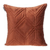 Burnt Orange Quilted Diamonds Velvet Solid Color Throw Pillow