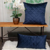 Tufted Diamond Navy Transitional Lumbar Pillow