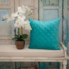 Tufted Diamond Aqua Transitional Square Pillow