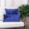 Quilted Velvet Blue  Square Throw Pillow