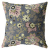 18 Gray Pink Jacobean Zippered Suede Throw Pillow