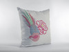 16 Pink White Peacock Zippered Suede Throw Pillow