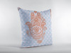 16 Blue Orange Hamsa Suede Zippered Throw Pillow