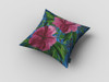 16 Pink Blue Hibiscus Zippered Suede Throw Pillow
