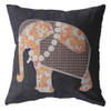 16 Orange Elephant Zippered Suede Throw Pillow