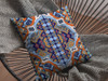 18" Orange Blue Boho Zippered Suede Throw Pillow