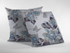 16 Gray White Butterfly Zippered Suede Throw Pillow