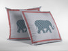 18 Blue Pink Elephant Zippered Suede Throw Pillow