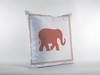 18 Orange White Elephant Zippered Suede Throw Pillow